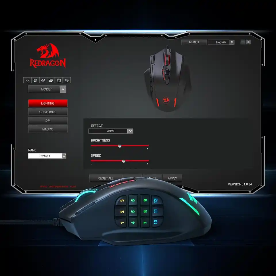 Redragon M908 Impact RGB LED MMO Mouse