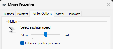 Mouse properties setup on Windows